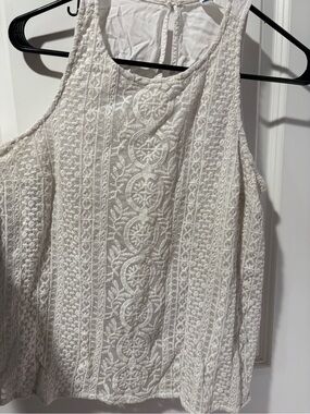 Old Navy White Embroidered Tank Top